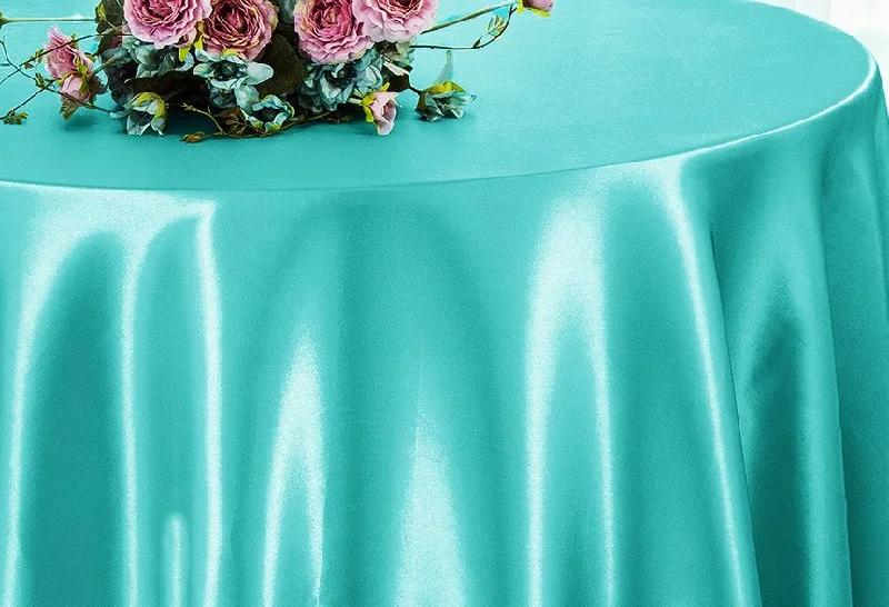 90" Seamless Round Satin Tablecloth - Pool Blue (1pc)