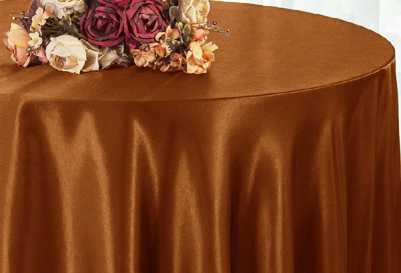 90" Seamless Round Satin Tablecloth - Cognac (1pc)