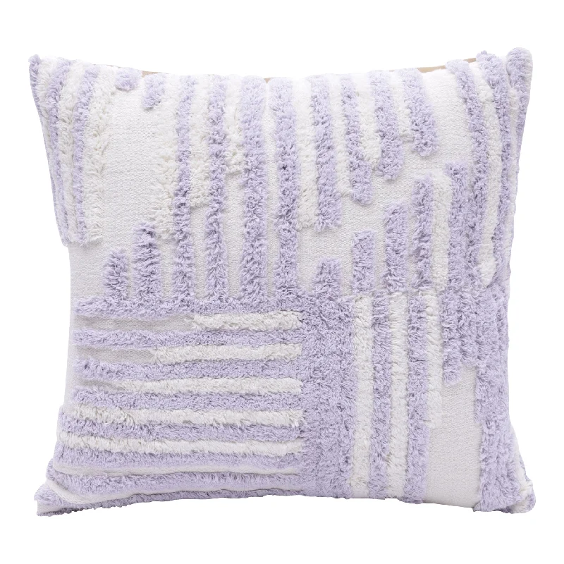 22" Purple and White Geometric Cotton Throw Pillow With Texture