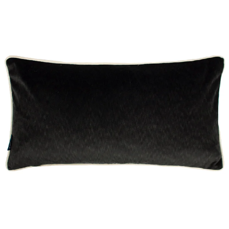 Torto Rectangular Opulent Velvet Cushion Black/Ivory