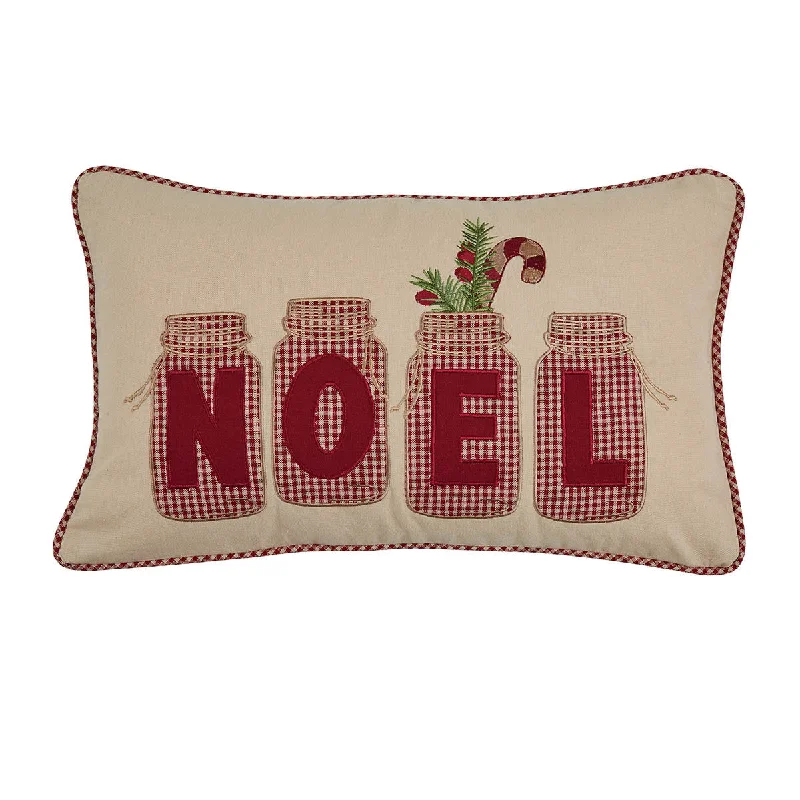 Noel Jar Applique Pillow with Feather Insert - 20" x 12" Set of 2 Park Designs