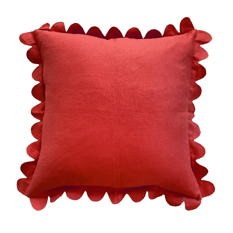 Scalloped Pillow - Red