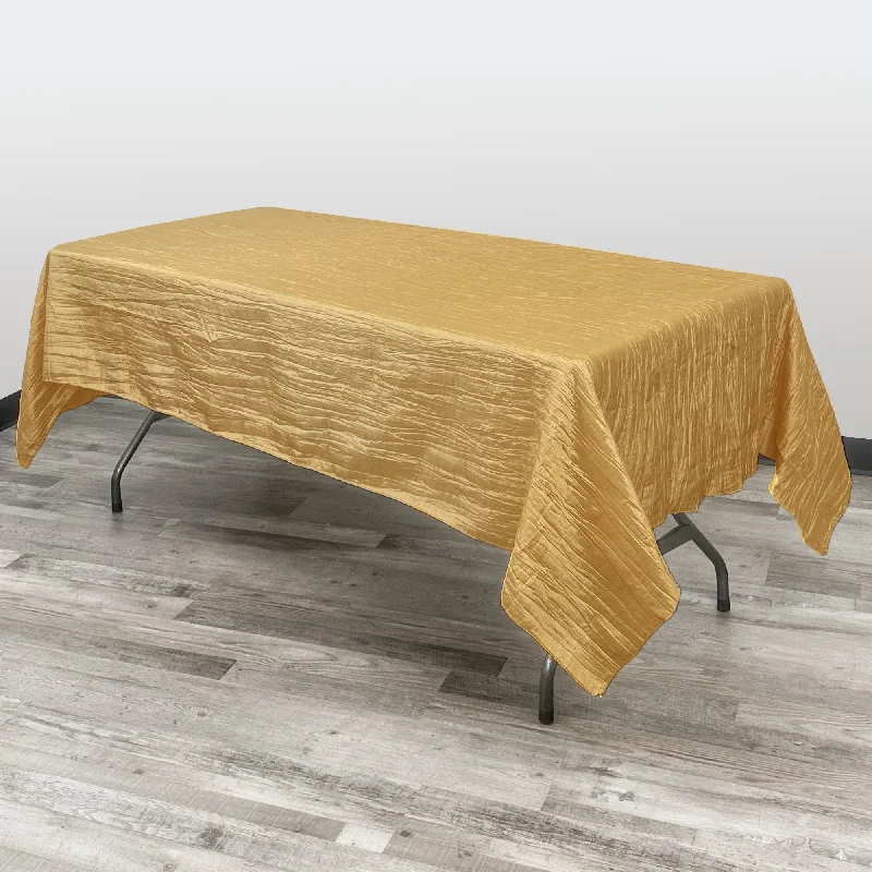 60 x 102 Inch Rectangular Crinkle Taffeta Tablecloth Gold