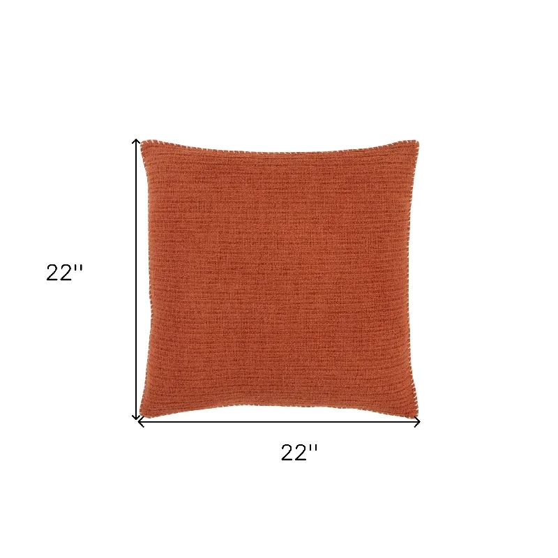 22" Orange Cotton Pillow