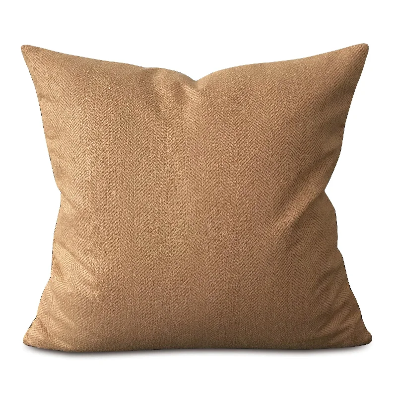 Tan Textured Herringbone Woven Decorative Pillow Cover