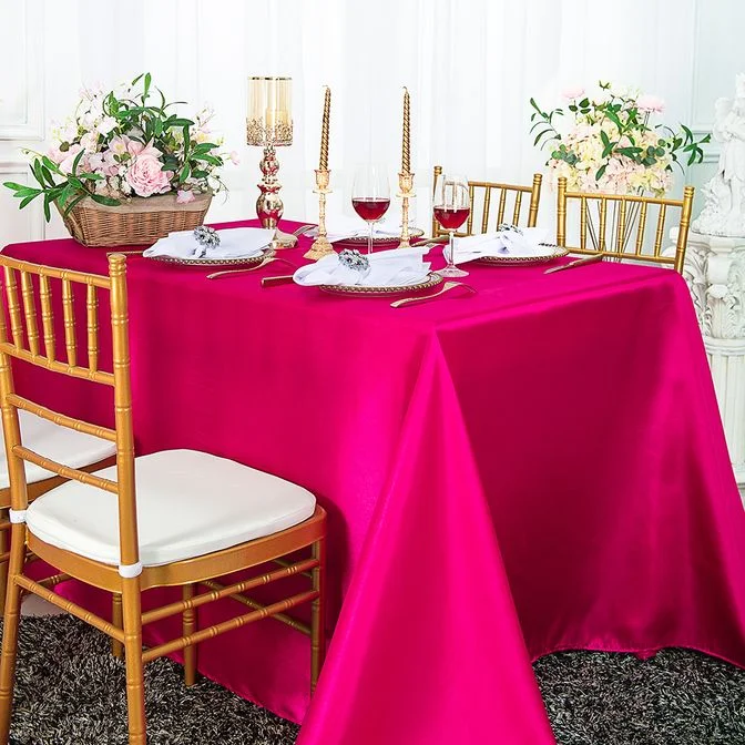 54"x108" Seamless Rectangular Satin Tablecloth/Overlay - Fuchsia (1pc)