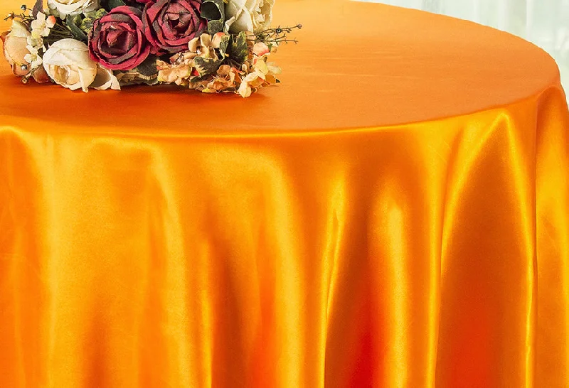 108" Seamless Round Satin Tablecloth - Tangerine (1pc)