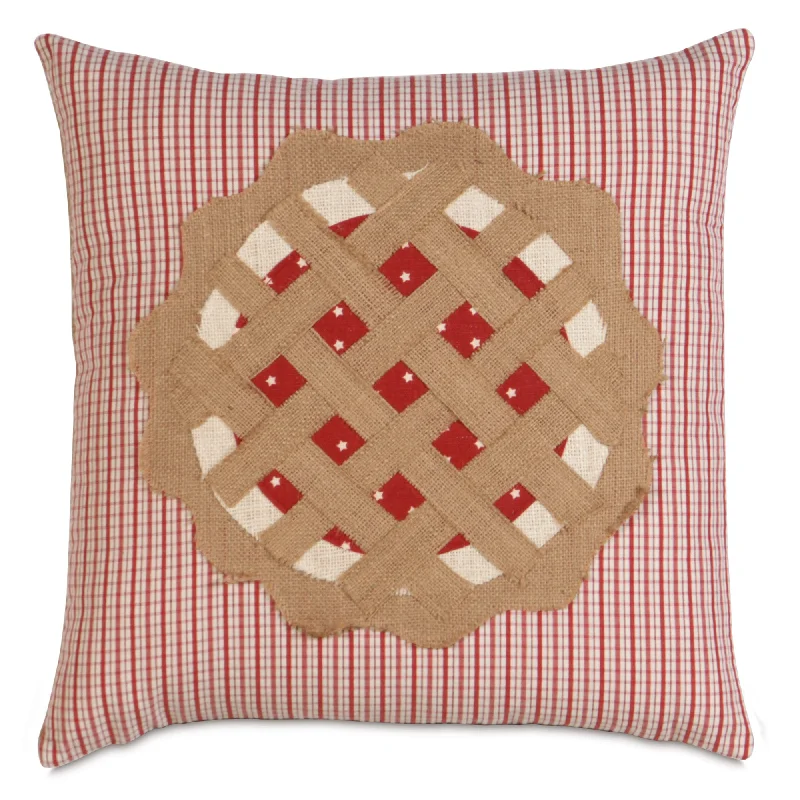 Strawberry 'Easy As Pie' Cotton Throw Pillow Cover 18x18