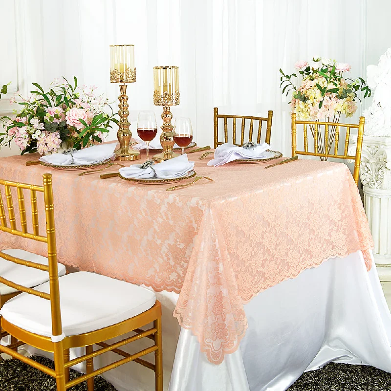 54"x108" Rectangular Caspari Lace Tablecloth/Table Overlay Topper - Apricot/Peach (1pc)