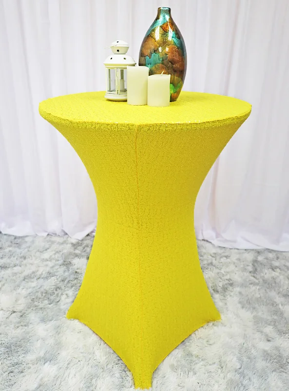 30"x42" Cocktail Sequin Spandex Table Cover - Canary Yellow (1pc)