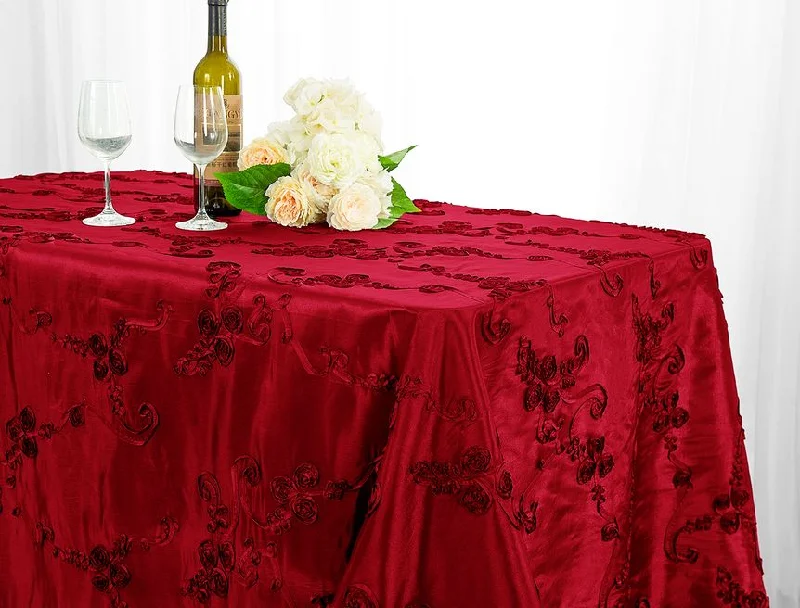 90"x132" Seamless Rectangular Ribbon Taffeta Tablecloth - Apple Red (1pc)