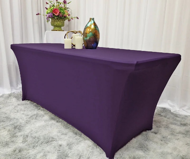 8 Ft Rectangular Spandex (220 GSM) Table Cover - Eggplant (1pc)