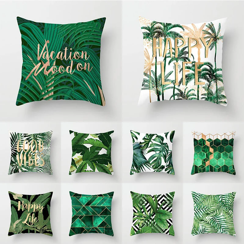 Tropical Leaf Cactus Throw Pillow  Covers