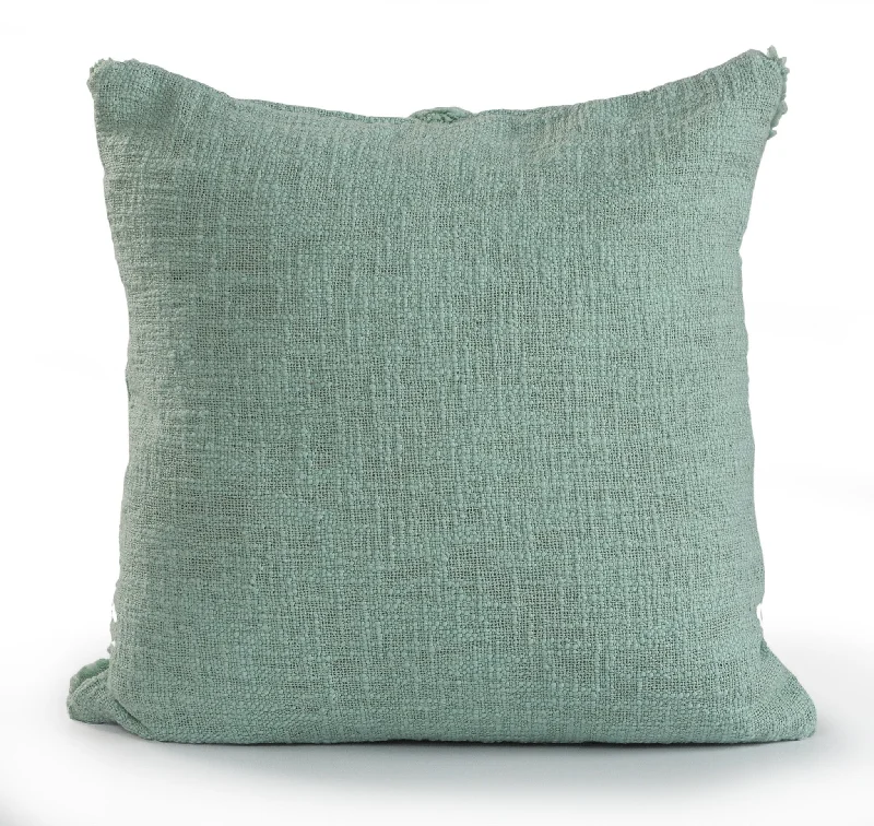 18" X 18" Jade Green 100% Cotton Geometric Zippered Pillow