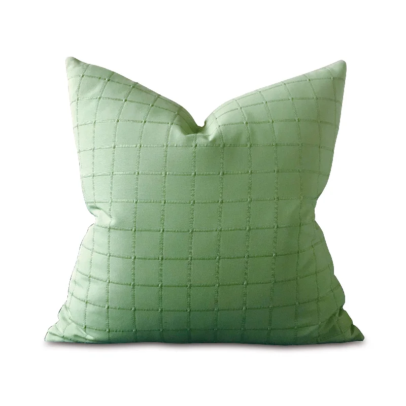 Mint Green Masculine Check Throw Pillow Cover 24x24