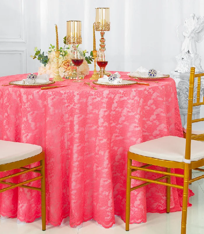 108" Round Caspari Lace Tablecloth/Table Overlay - Coral (1pc)