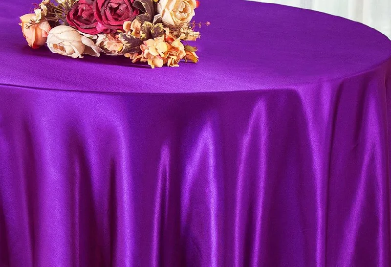 90" Seamless Round Satin Tablecloth - Purple (1pc)