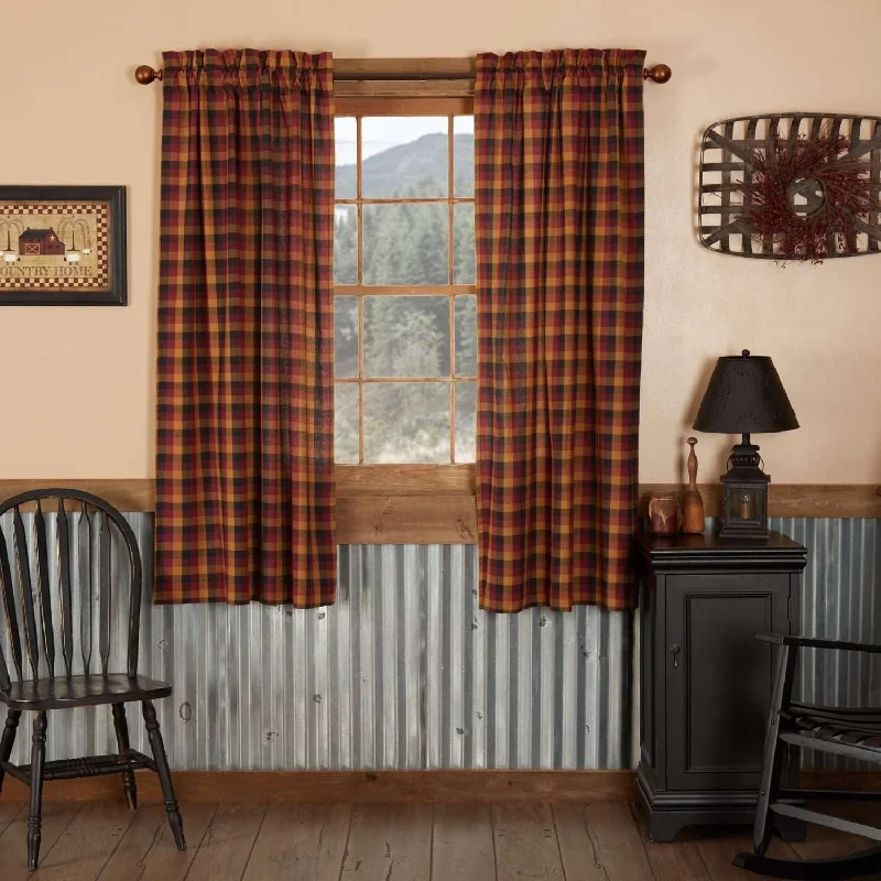 Heritage Farms Primitive Check Short Panel Curtain Set of 2 63x36