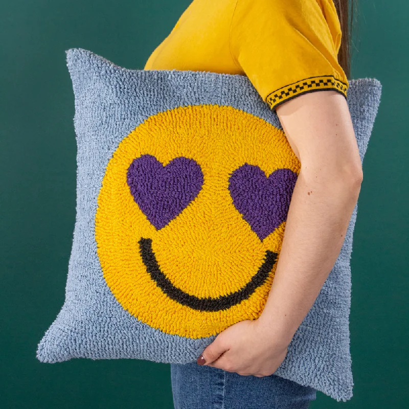 Smile Knitted Cushion Purple Power