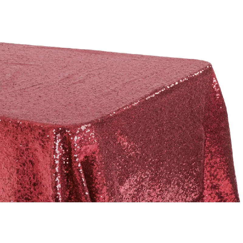 Glitz Sequin 90"x156" Rectangular Tablecloth - Burgundy