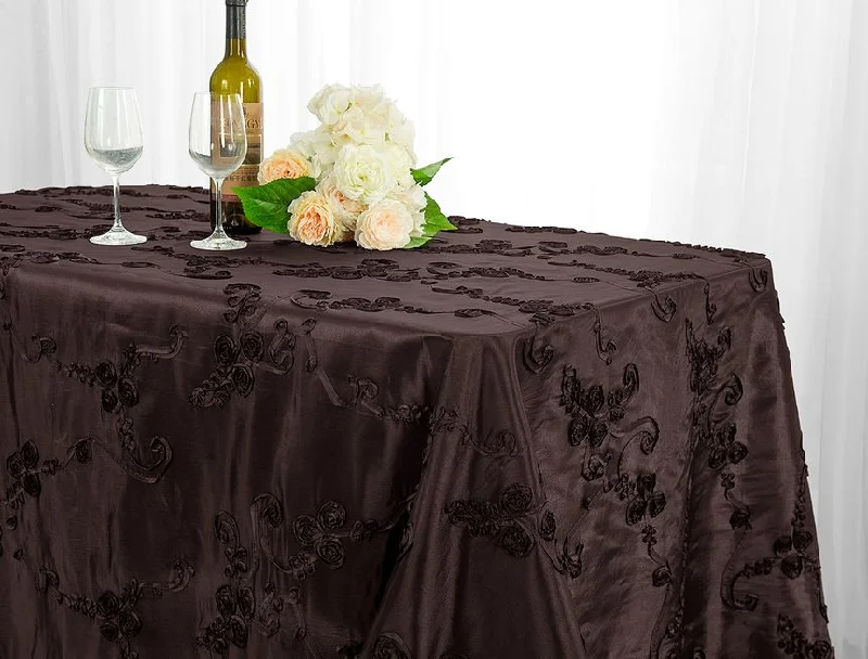 90"x132" Seamless Rectangular Ribbon Taffeta Tablecloth - Chocolate (1pc)