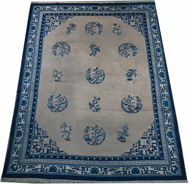 Hand Knotted Antique Chinese Peking Rug, 12 ft 3 in x 9 ft 3 in