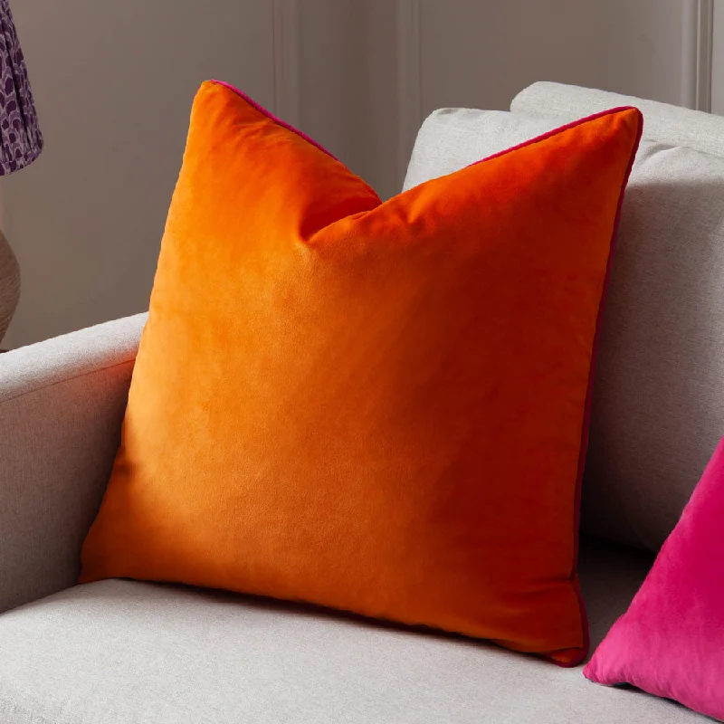 Meridian Velvet Cushion Clementine/Hot Pink