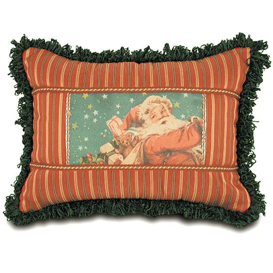 'Santa with Toys' Lumber Pillow Cover 13x18