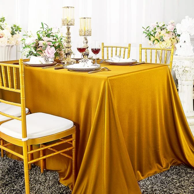 60"x120" Seamless Rectangular Scuba (Wrinkle-Free) (240 GSM) Tablecloth - Gold (1pc)