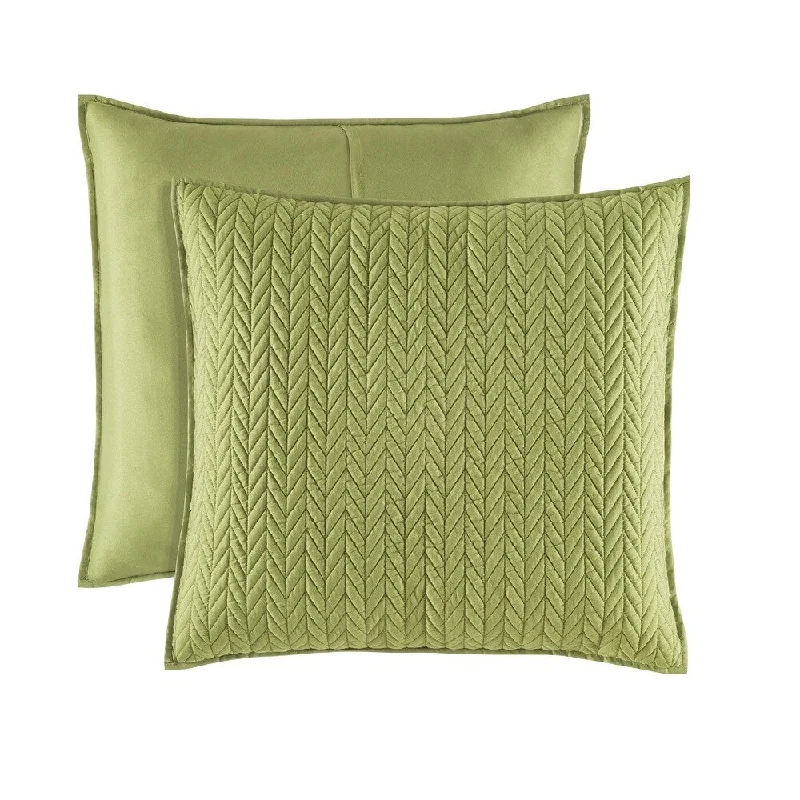 Five Queens Court Catori Moss Green Quilted Euro Sham