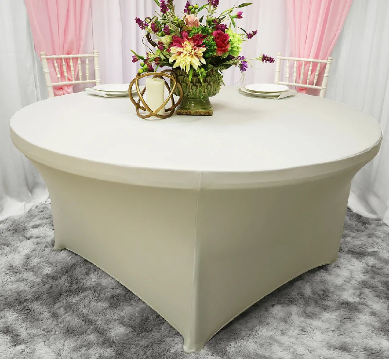 6 Ft Round Spandex (220 GSM) Table Cover - Ivory (1pc)