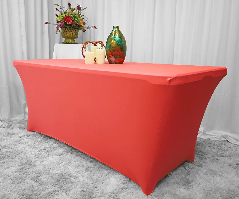 8 Ft Rectangular Spandex (220 GSM) Table Cover - Coral (1pc)