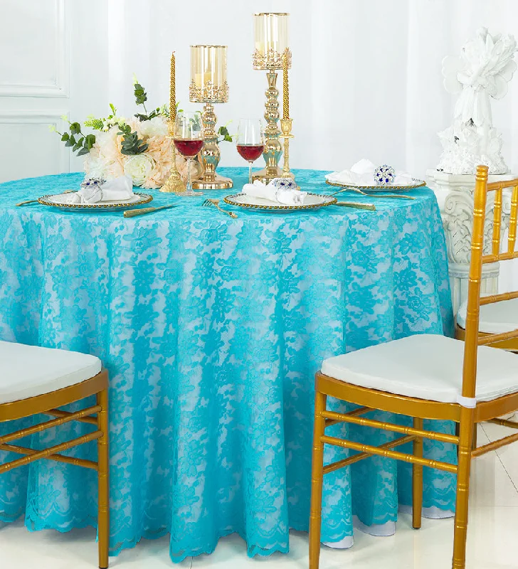 108" Round Caspari Lace Tablecloth/Table Overlay - Turquoise (1pc)