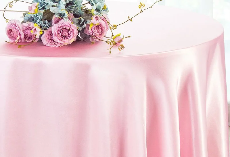 90" Seamless Round Satin Tablecloth - Pink (1pc)