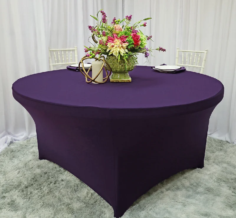 6 Ft Round Spandex (220 GSM) Table Cover - Eggplant (1pc)