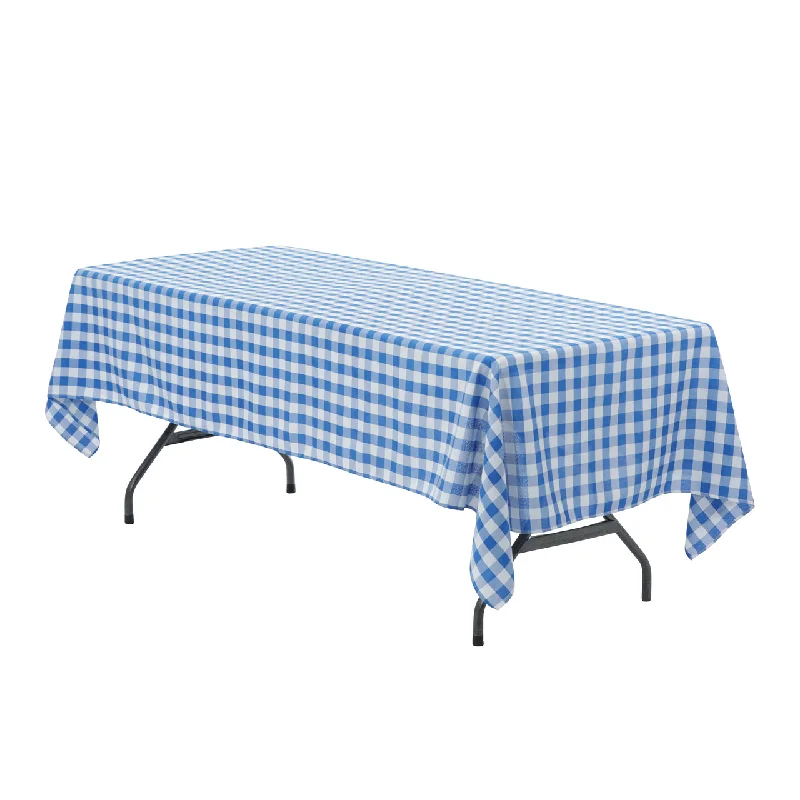 60 x 102 inch Polyester Rectangular Tablecloth Checkered Royal Blue