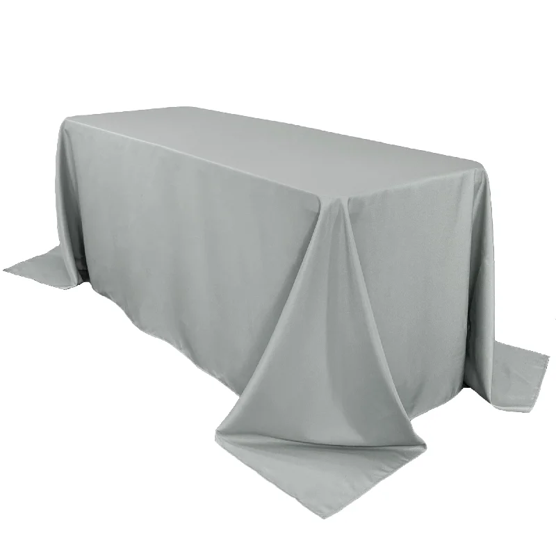 90 x 156 inch Polyester Rectangular Tablecloth Silver