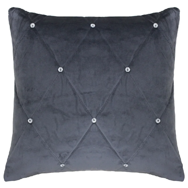 New Diamante Embellished Cushion Pewter