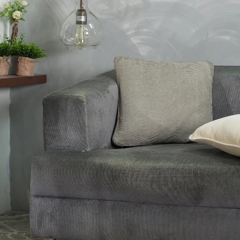 Caroline Herringbone Textured Soft Woven Grey Cushion Cover