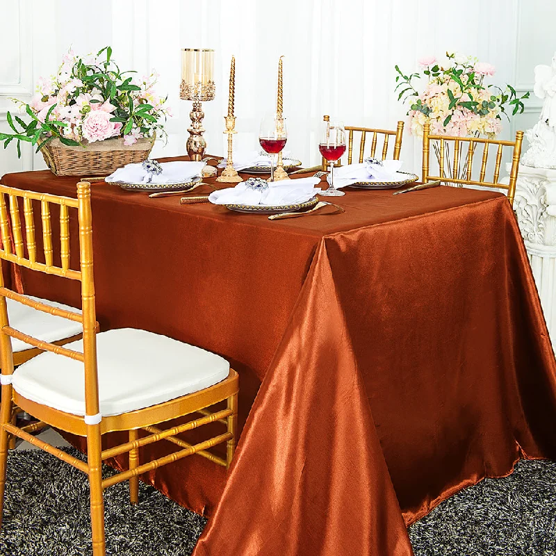 54"x108" Seamless Rectangular Satin Tablecloth/Overlay - Rust/Burnt Orange (1pc)