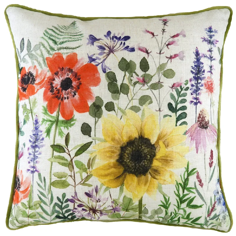 Wild Flowers Emma Square Cushion Olive