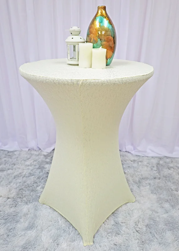 30"x42" Cocktail Sequin Spandex Table Cover - Ivory (1pc)