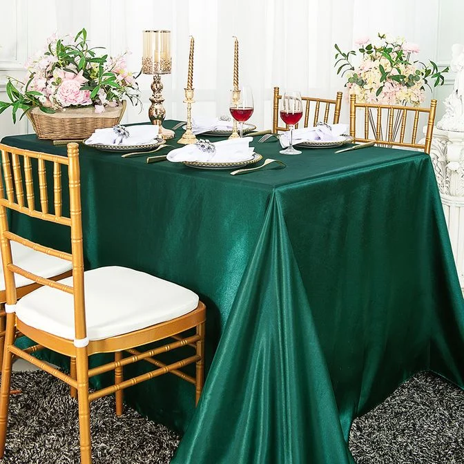 72"x120" Seamless Rectangular Satin Tablecloth - Hunter Green/Holly Green (1pc)