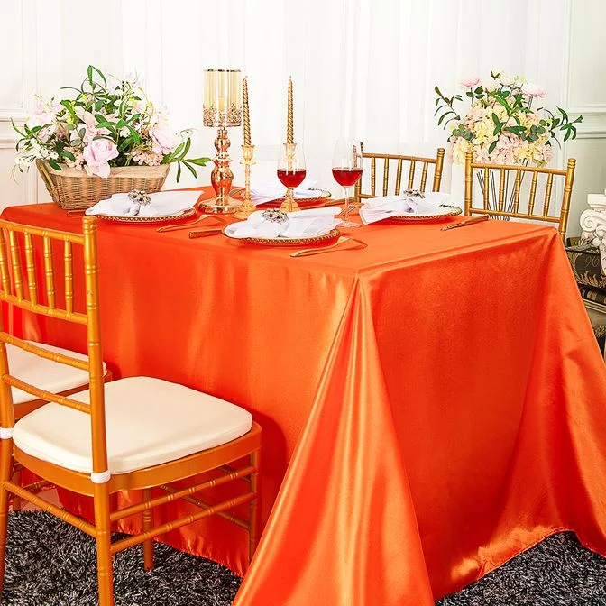 54"x108" Seamless Rectangular Satin Tablecloth/Overlay - Orange (1pc)