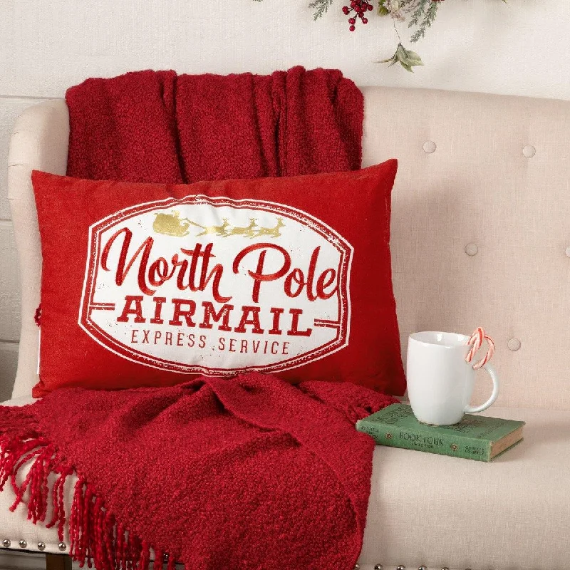 North Pole Airmail Pillow 14"x22"