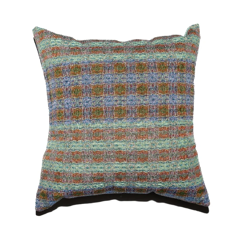 Bluegreen Plaid Woven Throw Pillow