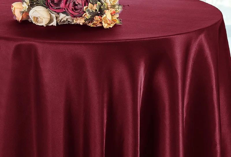 108" Seamless Round Satin Tablecloth - Burgundy (1pc)