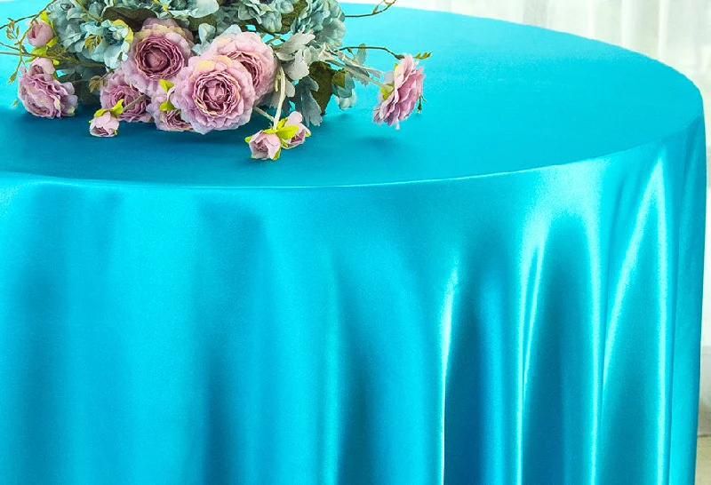 108" Seamless Round Satin Tablecloth - Turquoise (1pc)