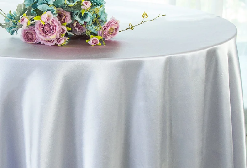 108" Seamless Round Satin Tablecloth - Platinum/Light Silver (1pc)