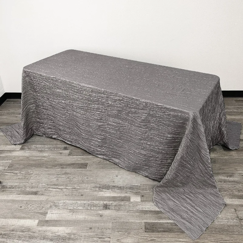 90 x 156 inch Crinkle Taffeta Rectangular Tablecloth Platinum